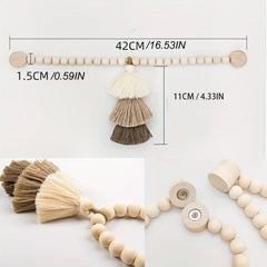 2pcs Wooden Bead Tassel Curtain Tiebacks - No Punching Holdback Clasps for Window Drapery, Living Room Decor - Stylish and Funct