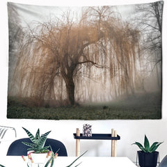 Misty Woods Nature Landscape Tapestry