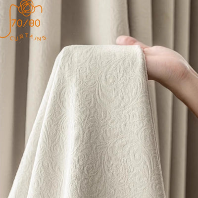 French Cream White Jacquard Thickened Chenille Blackout Curtains