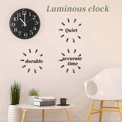 Luminous Wall Cloc,12 Inch Silent Non-Ticking Battery Operated Clock, Lighted Wall Clock Decoration for Bedroom