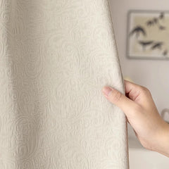 French Cream White Jacquard Thickened Chenille Blackout Curtains