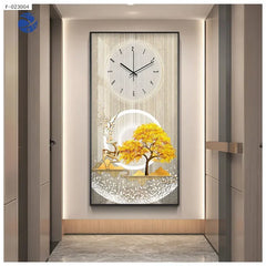 Luxury Glass Crystal Portrait Wall Art Painting Clock For Home Decor