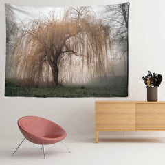 Misty Woods Nature Landscape Tapestry