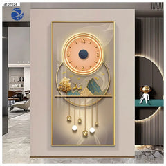 Luxury Glass Crystal Portrait Wall Art Painting Clock For Home Decor