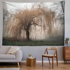 Misty Woods Nature Landscape Tapestry